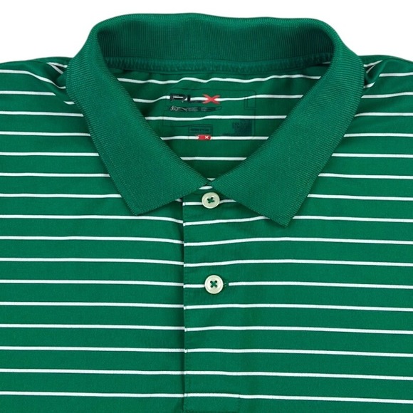 RLX Ralph‎ Lauren Golf Polo Shirt Men's LARGE Green White Striped Short Sleeve - Picture 7 of 10
